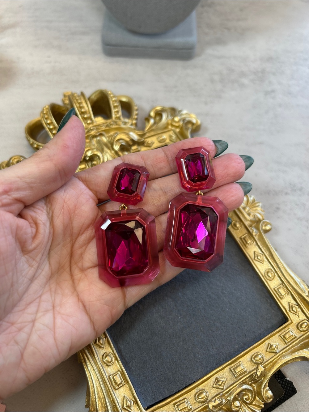 J. Crew Pink Faceted Drop Earrings - Make a Statement - Picture 4 of 4